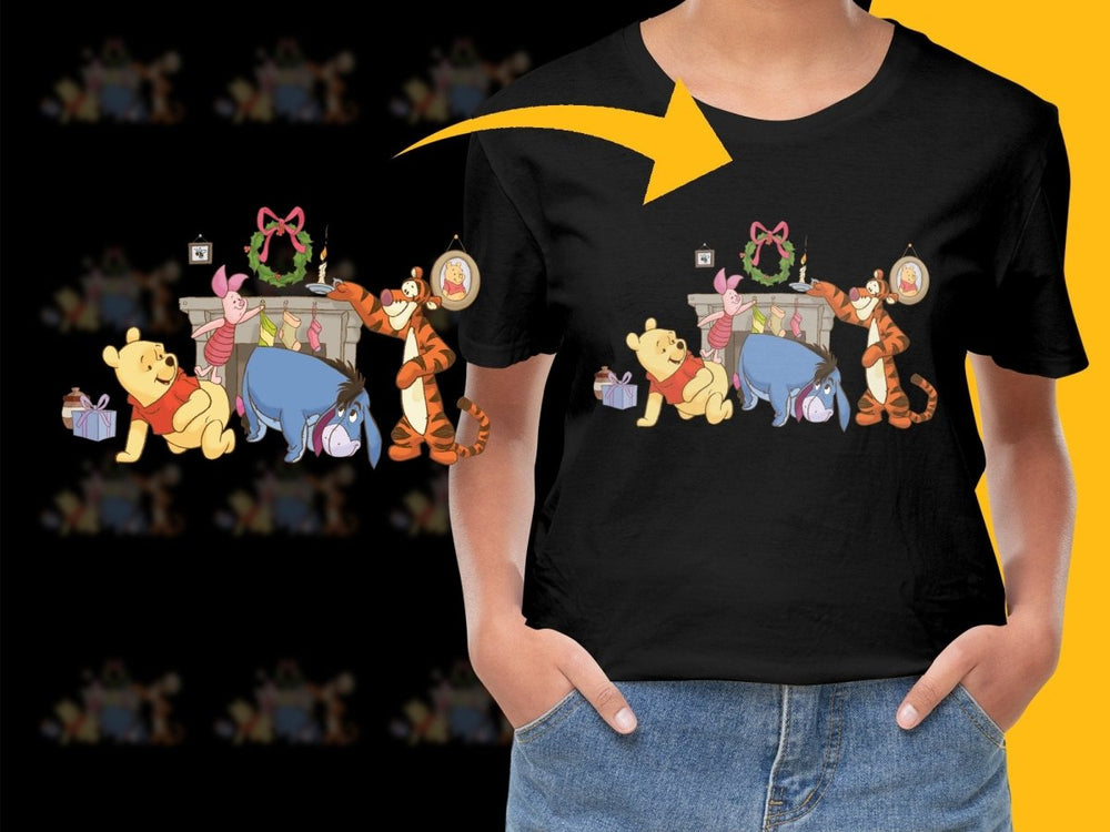 Winnie the Pooh Christmas Cartoon Graphic Tee PNG File - Teepew