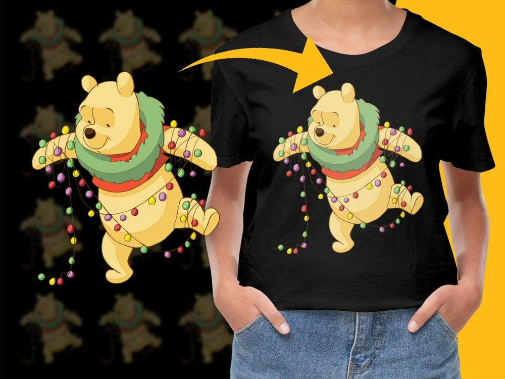 Winnie the Pooh Festive Christmas Lights Graphic PNG File - Teepew