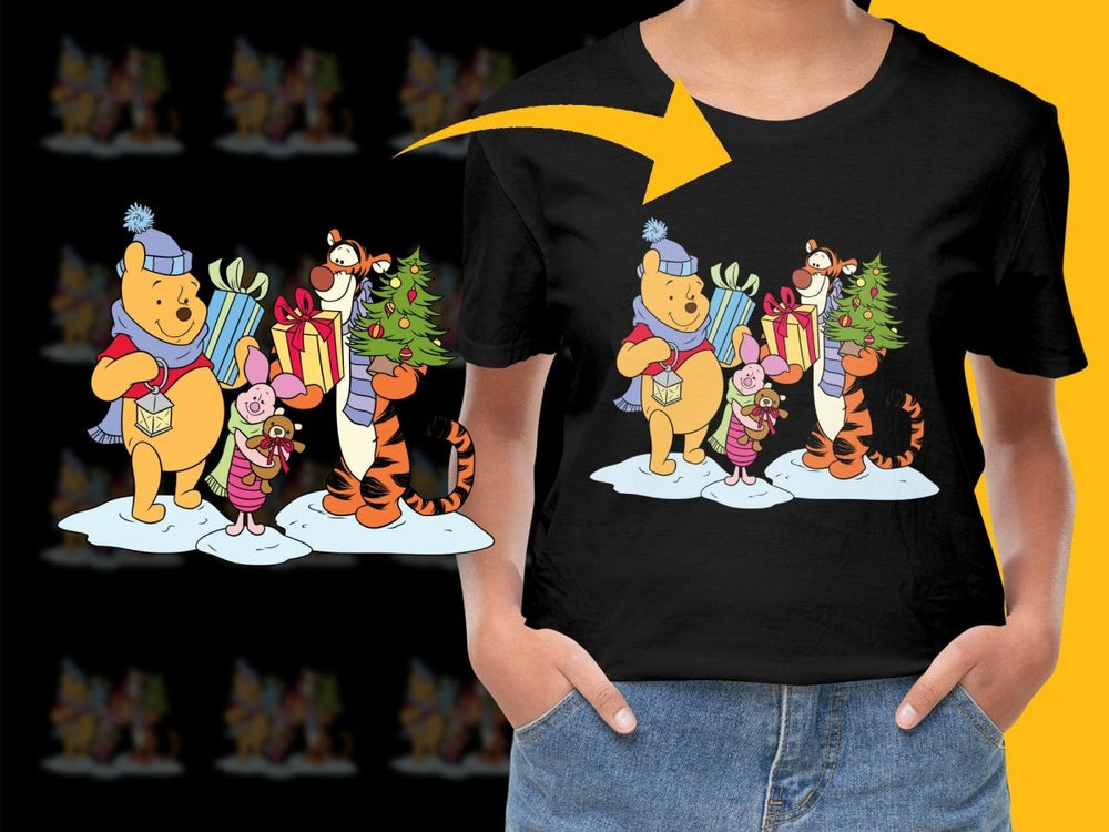 Winnie the Pooh Piglet and Tigger Christmas PNG File - Teepew