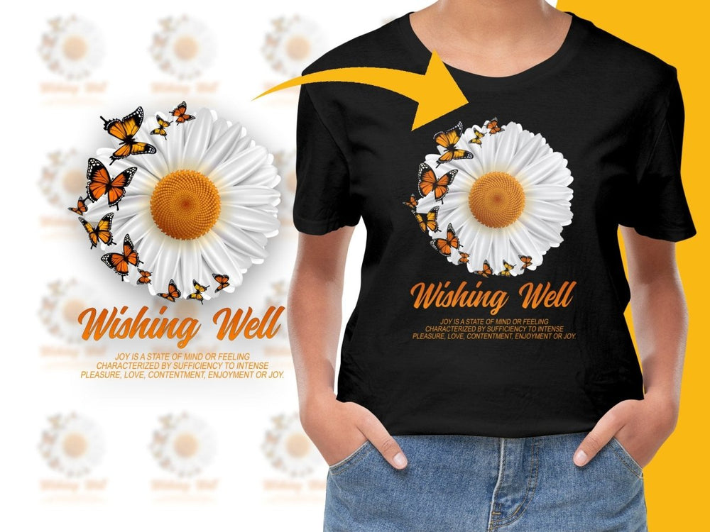 Wishing Well Joyful Daisy and Butterflies PNG File - Teepew