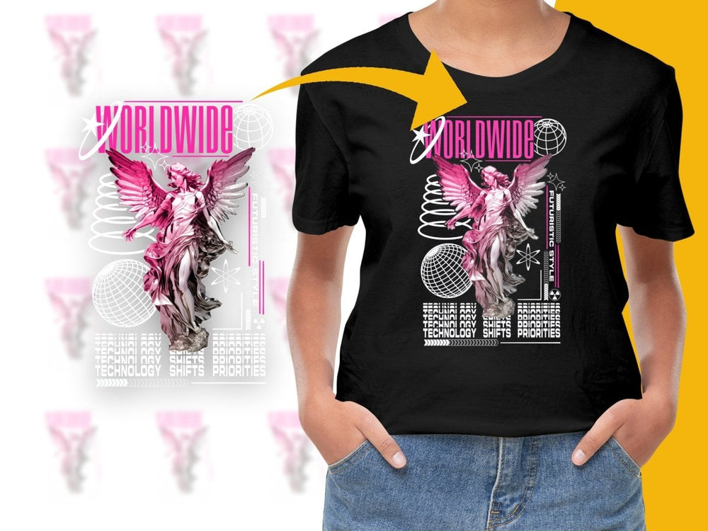 Worldwide Angel Pink Wing Statue Graphic PNG File - Teepew