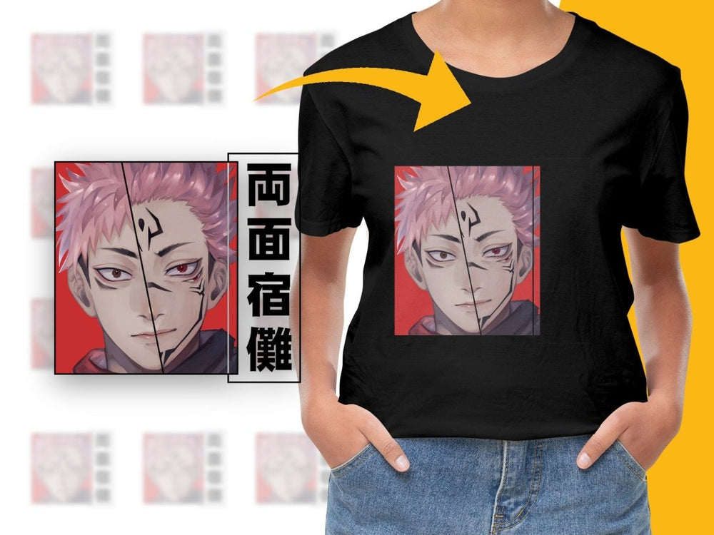 Yuji Itadori and Sukuna Split Face PNG Digital - Teepew