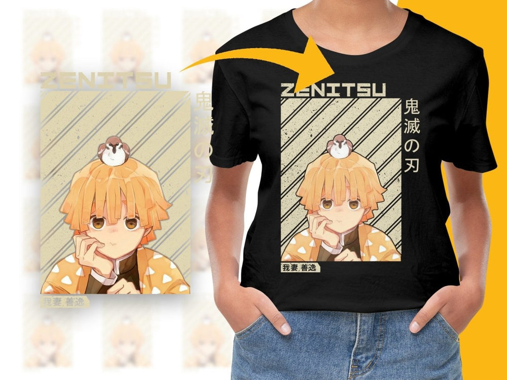 Zenitsu with Sparrow Anime Character PNG Digital - Teepew