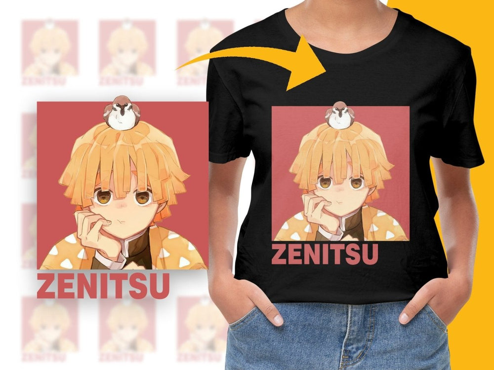 Zenitsu with Sparrow Illustration PNG Digital - Teepew